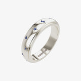 silver star & blue crystal anxiety ring