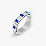 silver sapphire crystal anxiety ring