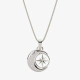 silver moon and spinning star anxiety necklace