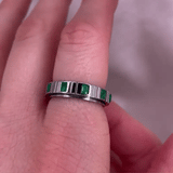 silver emerald crystal anxiety ring