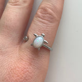 silver adjustable turtle anxiety ring