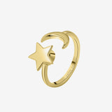 gold spinning moon and star adjustable anxiety ring