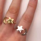 gold spinning moon and star adjustable anxiety ring