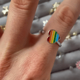 adjustable rainbow heart anxiety ring
