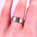 silver minimal stamped anxiety ring