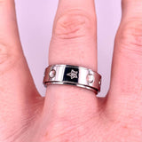 silver star crystal anxiety ring