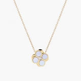 gold rotating pearl clover necklace