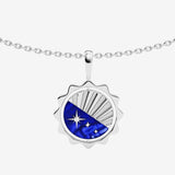 silver moon sky spinning necklace
