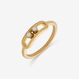 2-bead hammered ring - gold