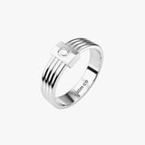 silver initial engraved band anxiety ring