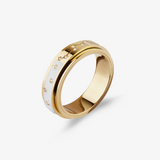 gold half star and constellation crystal anxiety ring