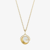 gold moon edged spinning necklace