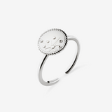 silver adjustable star sky spinning disc ring