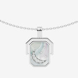 silver north star crystal spinning necklace