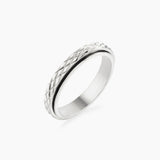 silver spinning cross pattern ring