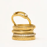 2-bead hammered ring - gold