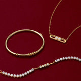 2-bead hammered necklace - gold