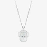 silver north star crystal spinning necklace