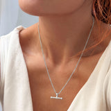 spinning t-bar necklace - silver
