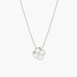 silver rotating pearl clover anxiety necklace