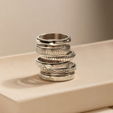 silver spinning bamboo ring
