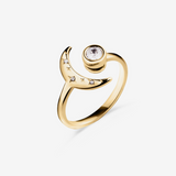 gold moon and spinning crystal anxiety ring