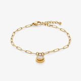 spinning bezel link bracelet - gold