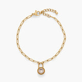 spinning bezel link bracelet - gold
