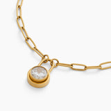 spinning bezel link bracelet - gold