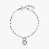 spinning bezel link bracelet - silver