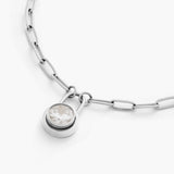 spinning bezel link bracelet - silver