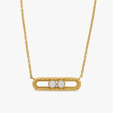 2-bead hammered necklace - gold