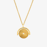 north star spinning pendant necklace - gold