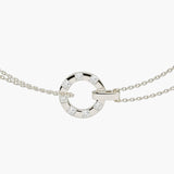 silver stamped double chain disc anxiety necklace