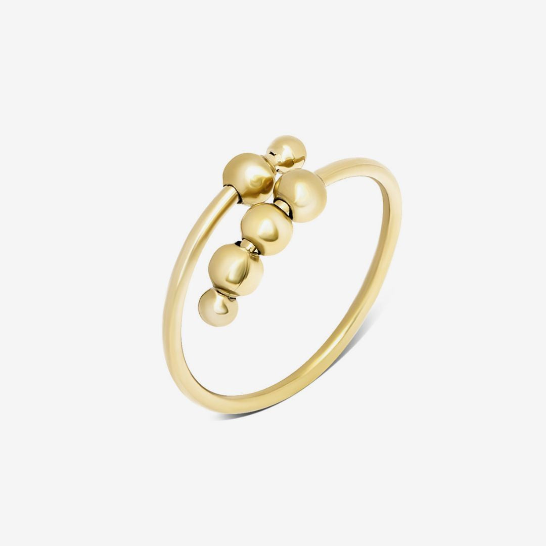 gold 4-bead adjustable anxiety ring
