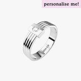 silver initial engraved band anxiety ring