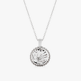 silver sphere-edged day and night spinning necklace