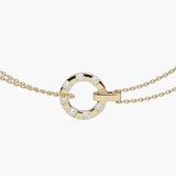 gold stamped double chain disc anxiety necklace