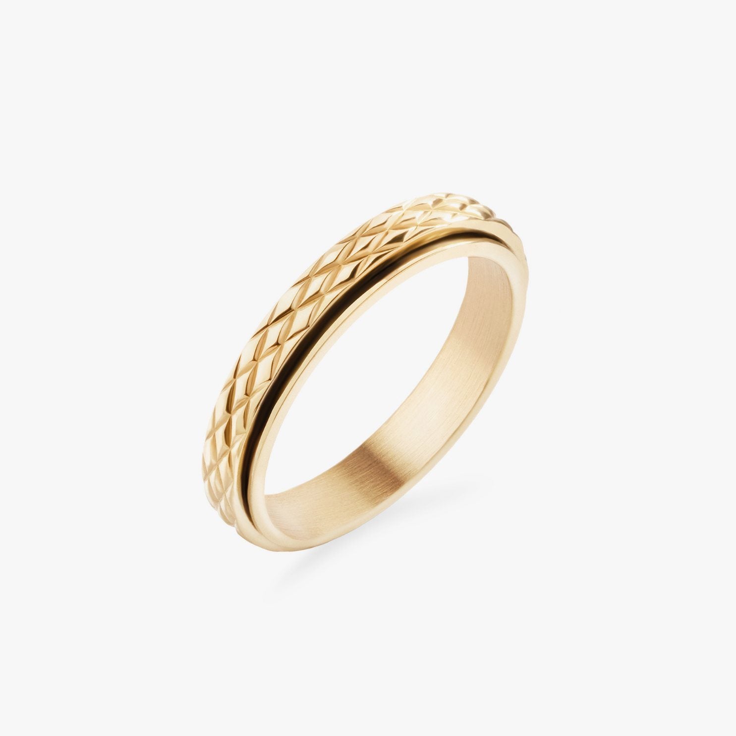 gold spinning cross pattern ring – Calm Collective