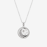 silver sphere-edged day and night spinning necklace