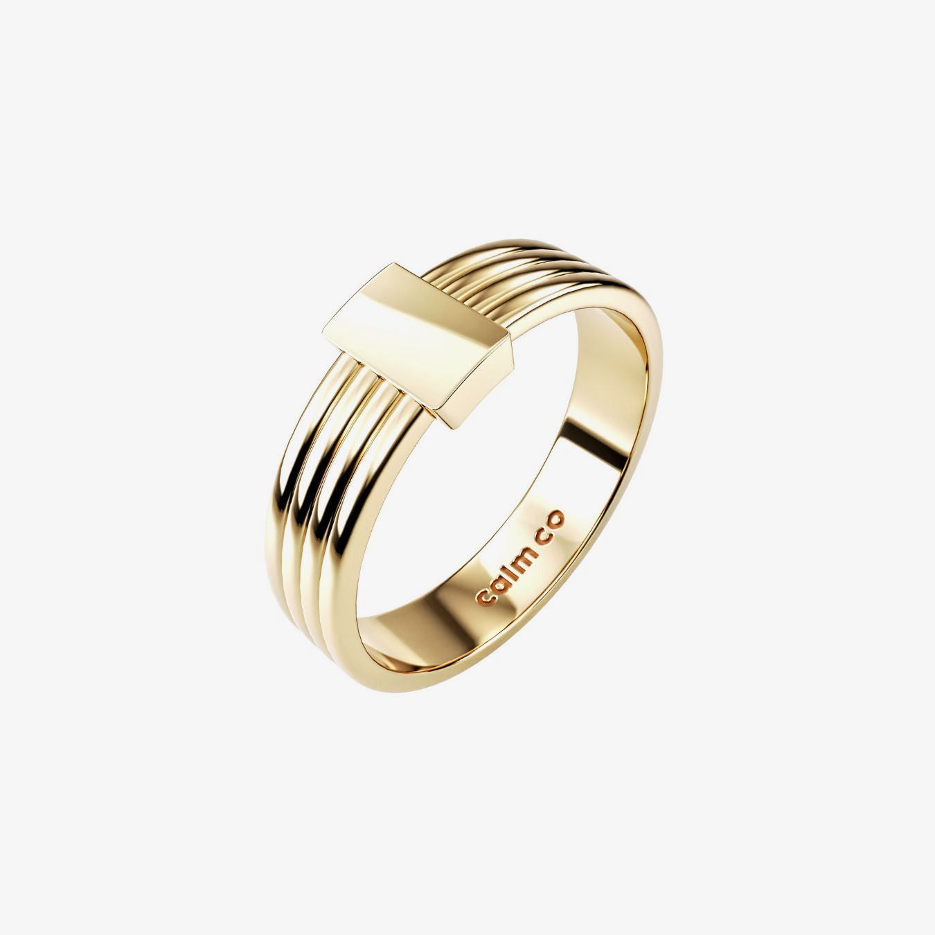 gold initial engraved band anxiety ring