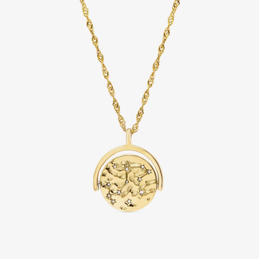 gold constellation spinning necklace