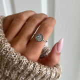 silver adjustable moon sky spinning disc ring