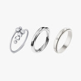 silver trio movement ring stack