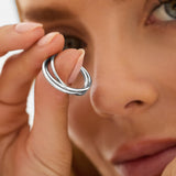 silver trio gliding fidget ring