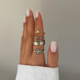 silver 4-leaf pearl clover adjustable anxiety ring