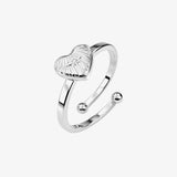 silver spinning heart celestial adjustable ring