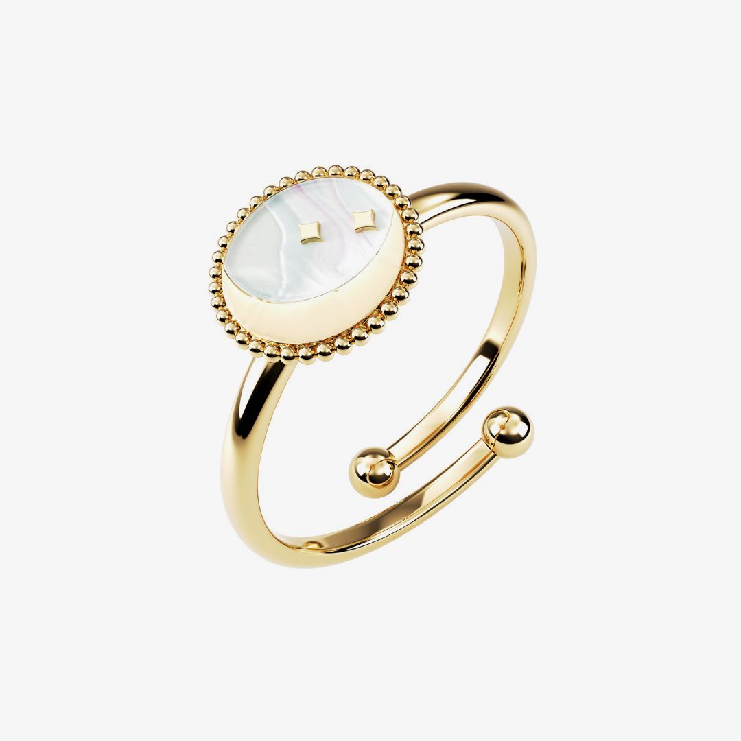 gold adjustable moon edged spinning disc ring