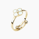 gold 4-leaf pearl clover adjustable anxiety ring