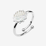 silver adjustable moon sky spinning disc ring